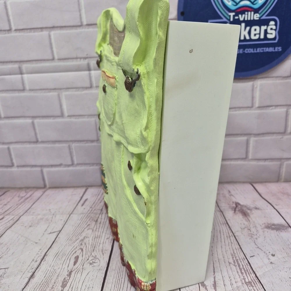 Distressed Country Green Overalls Wooden Wall Cabinet 3D Resin Front 12in x 9in